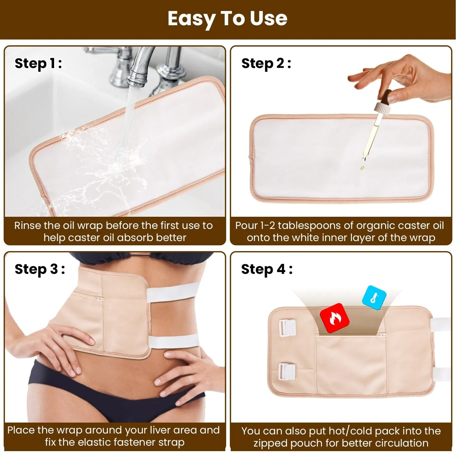 6-Pack: Castor Oil Wrap Set