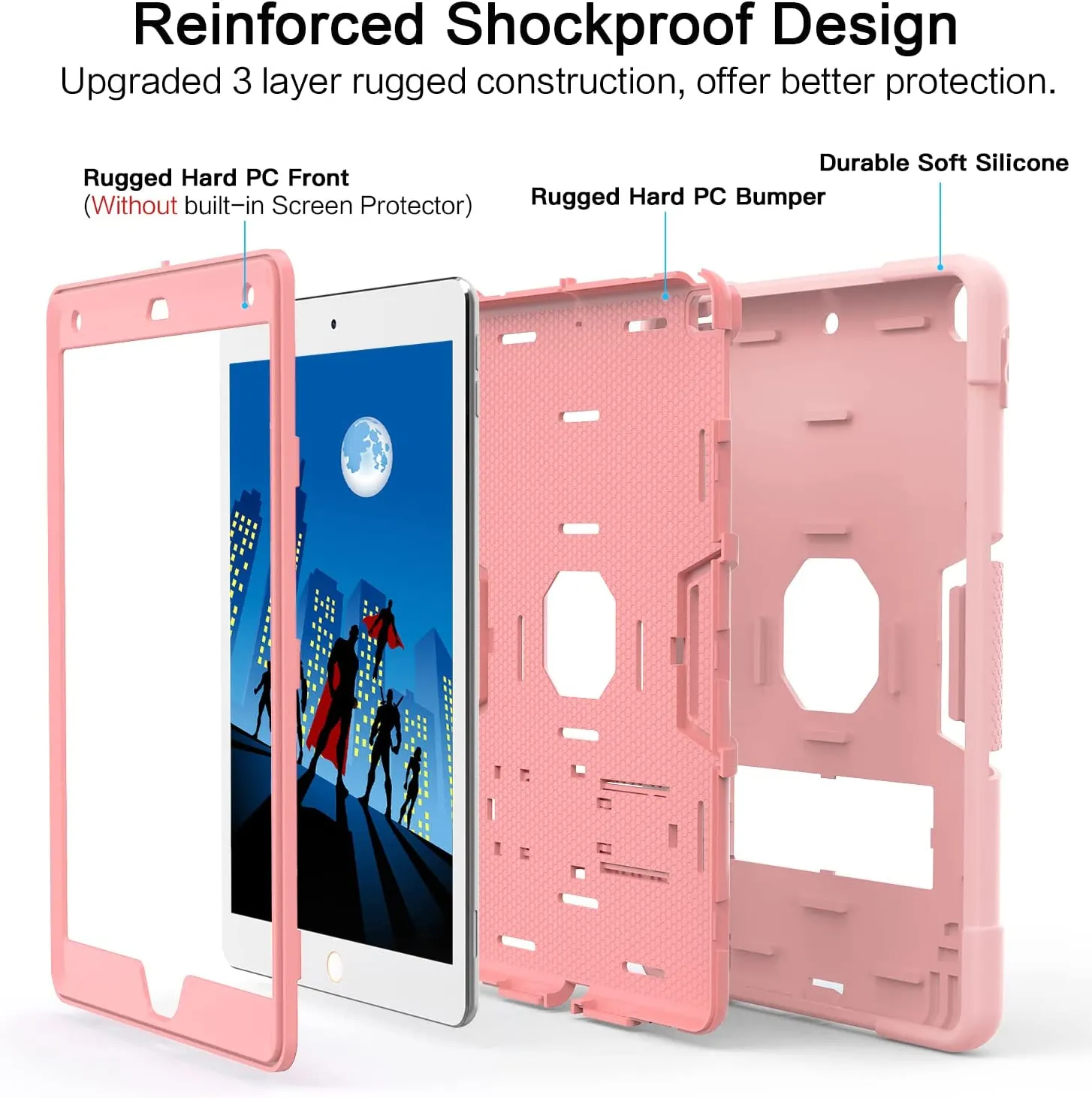 Apple iPad Air 4th Gen Generation 10.9 inch 2020 Hybrid Fancy Kickstand 3 in 1 Shockproof Heavy Duty Hybrid Hard PC Cover Full Body Protective Case (Rose Gold)