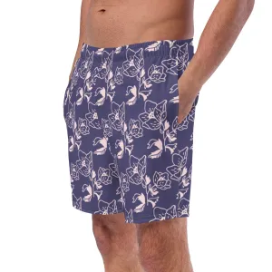 Blue Blooming Pattern Men's swim trunks