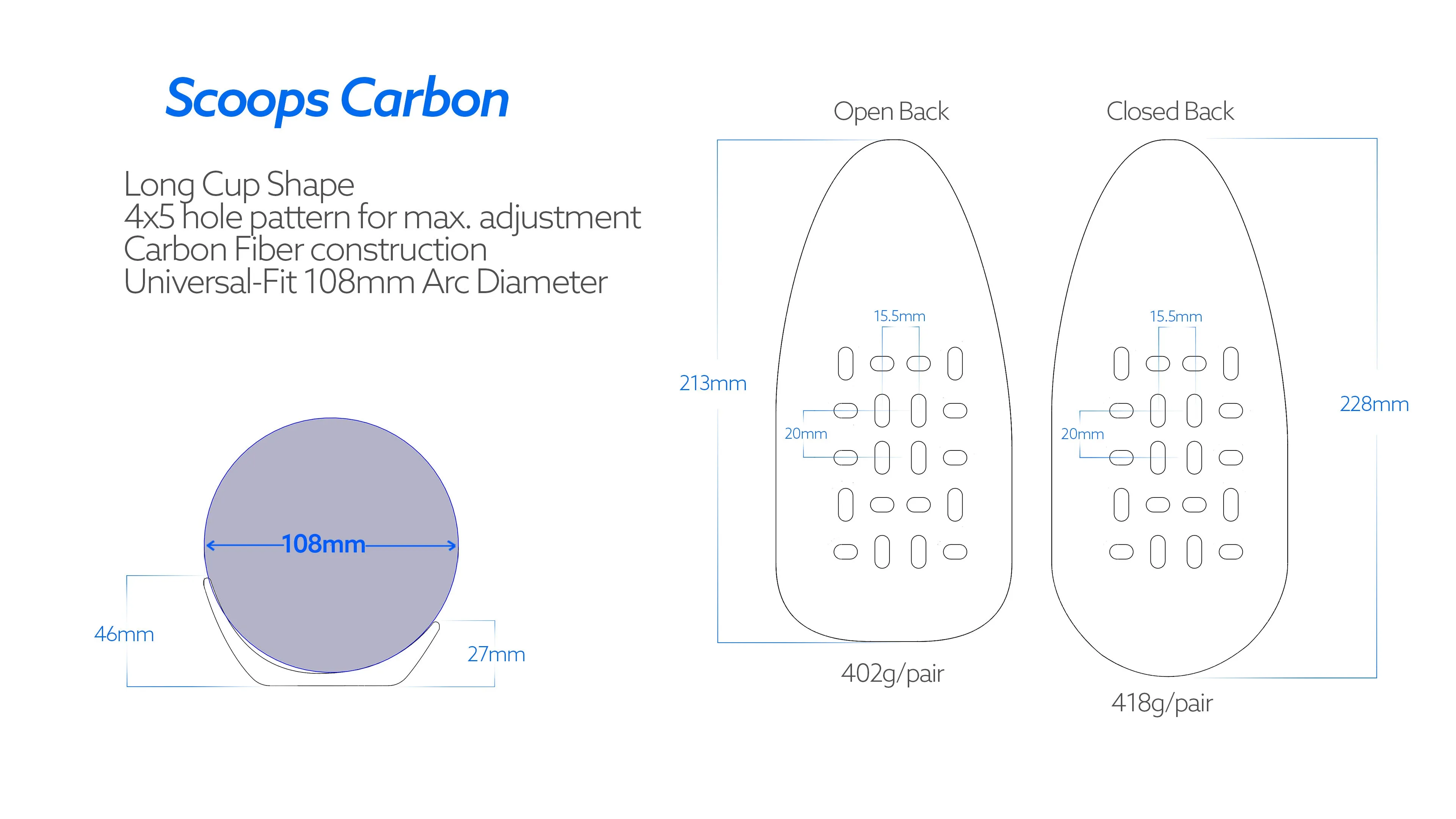 Closed Back Carbon Arm Cups