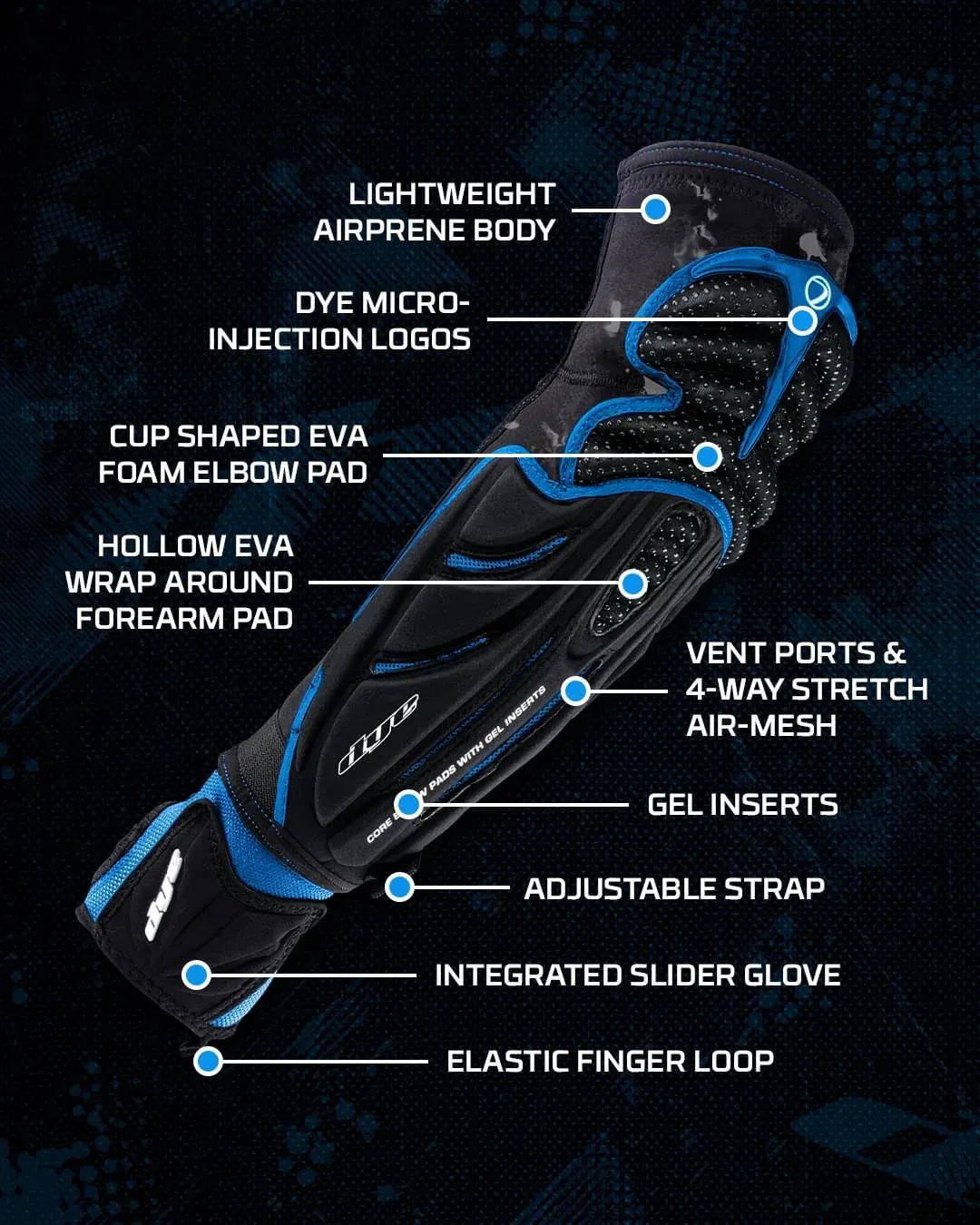 DYE Performance Elbow Pads - Dyecam Black Blue