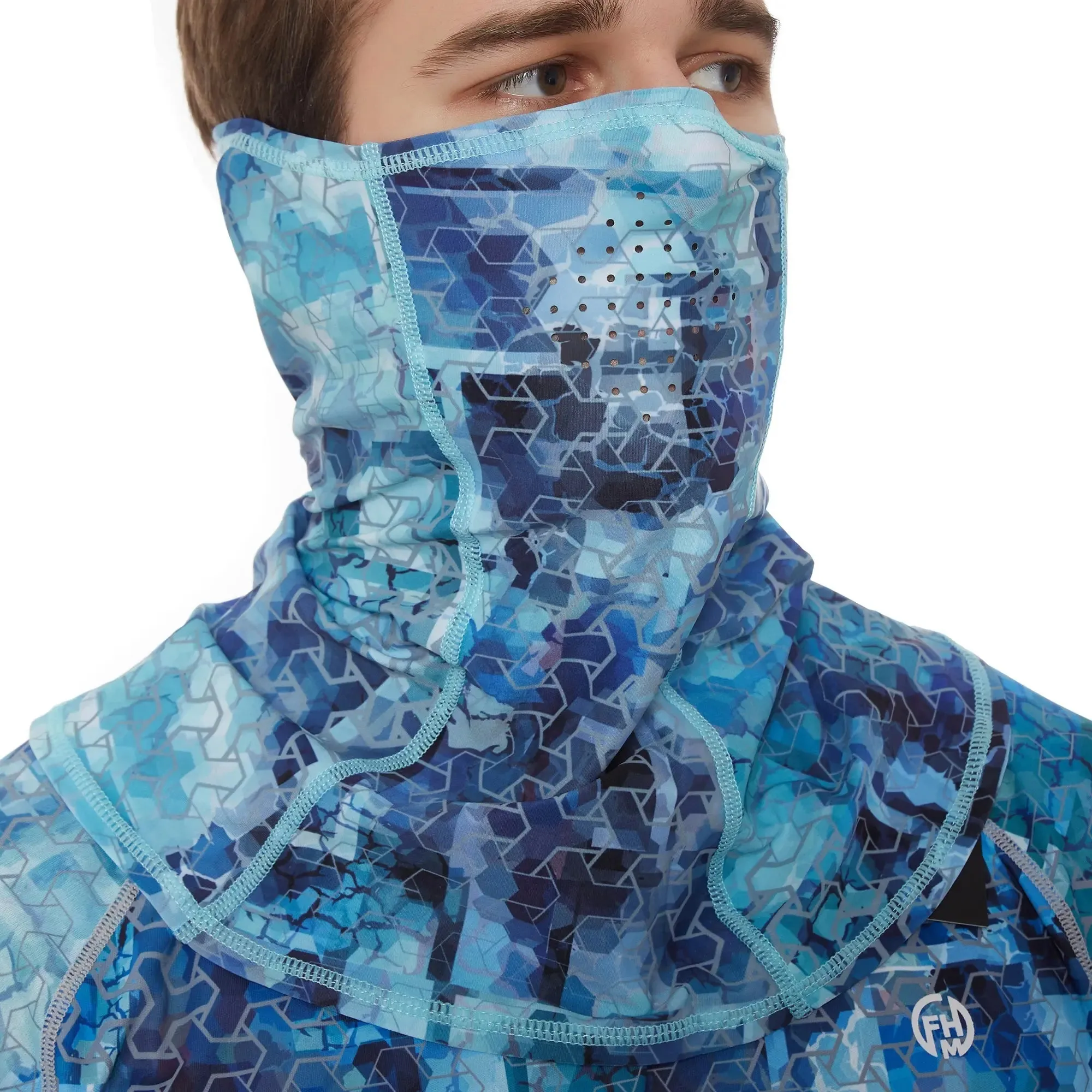 FHM Mark Fishing Mask UV Protection Buff Print Blue UPF 50 