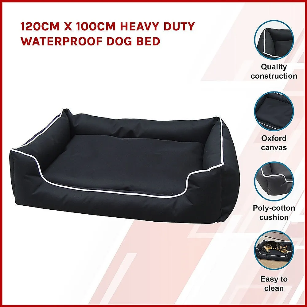 Heavy Duty Waterproof Dog Bed, 120x100cm, Removable Cushion