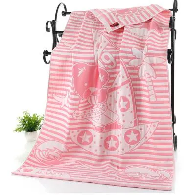 LDAJMW Cotton Gauze Adult Cartoon Bath Beach Textile Large Thick Towel