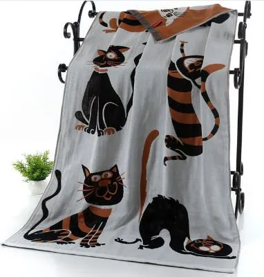 LDAJMW Cotton Gauze Adult Cartoon Bath Beach Textile Large Thick Towel