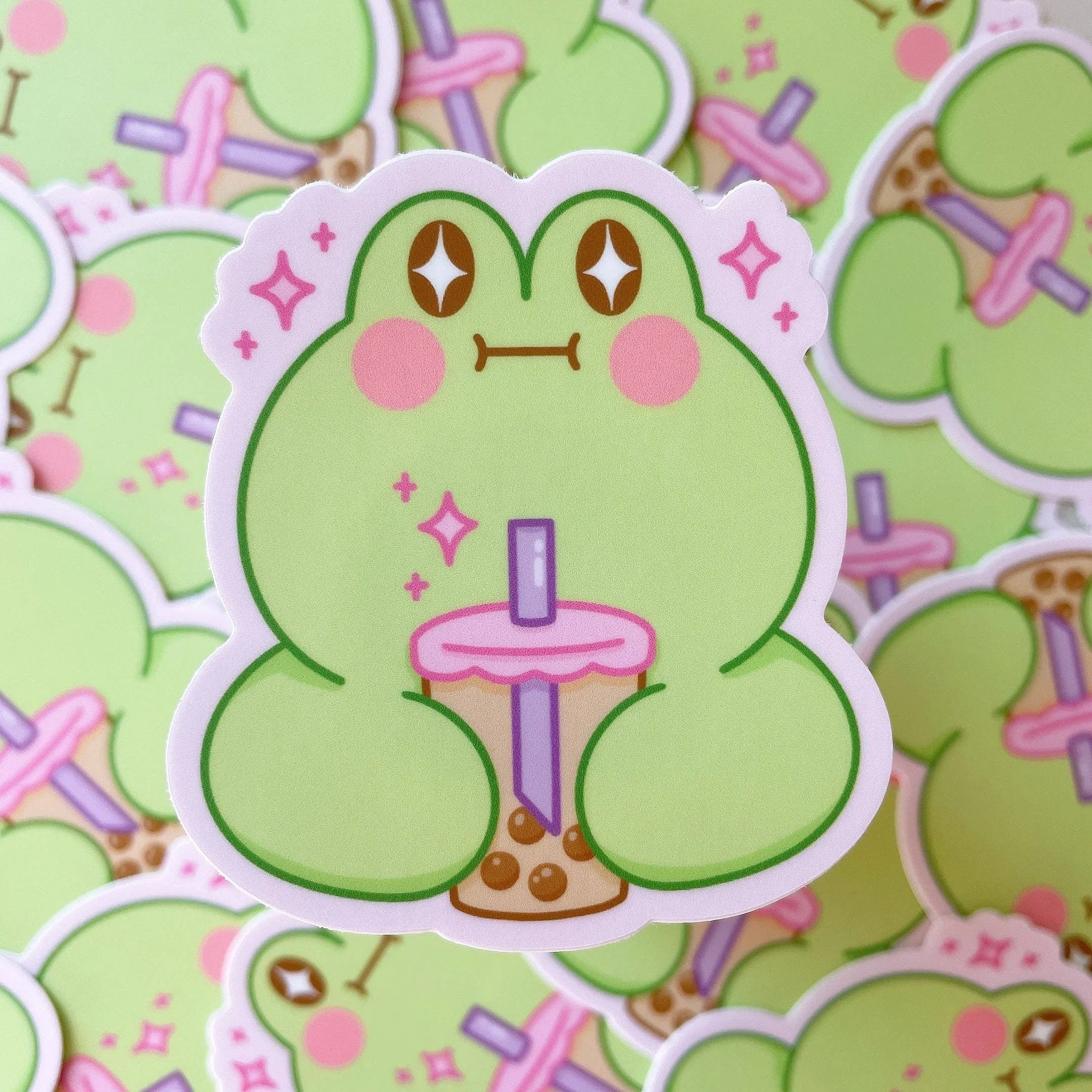 Matcha the Frog Boba Sparkles Vinyl Sticker