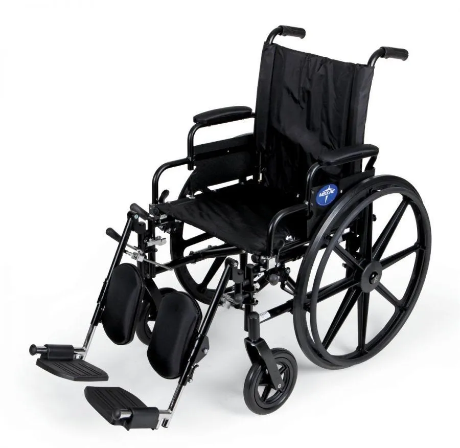 Medline K4 Extra-Wide 20" Lightweight Wheelchair, Swing Back Desk Arms, Elevating Legrests
