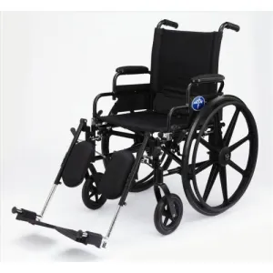 Medline K4 Extra-Wide Lightweight Wheelchair: Swing Back Desk Arms, Swing Away Legrests, 20" Wide Seat, 300 lb Weight Capacity Gray/Black