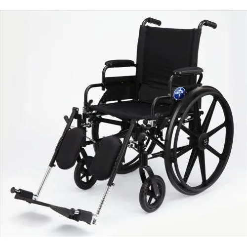 Medline K4 Extra-Wide Lightweight Wheelchair: Swing Back Desk Arms, Swing Away Legrests, 20" Wide Seat, 300 lb Weight Capacity Gray/Black