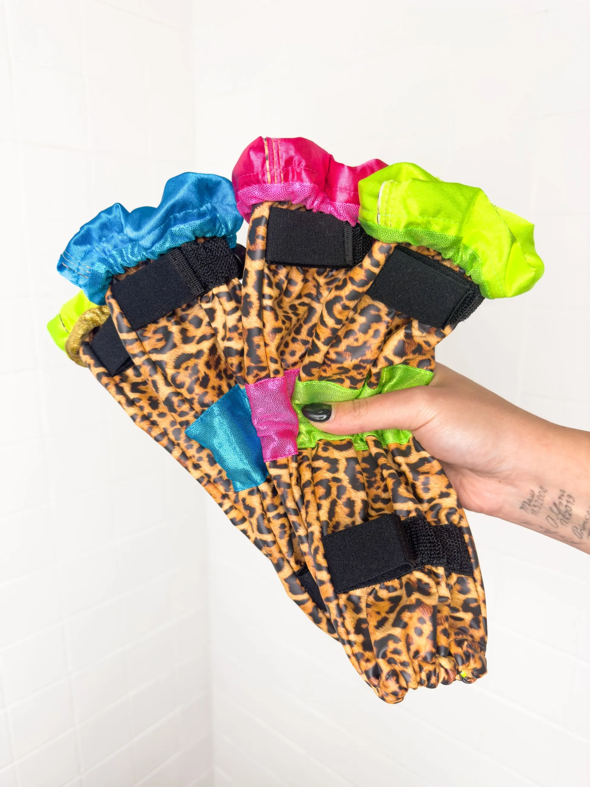 Poodle Supply Set 4 Leg Protectors Neon Lime Full Leopard Limited Edition