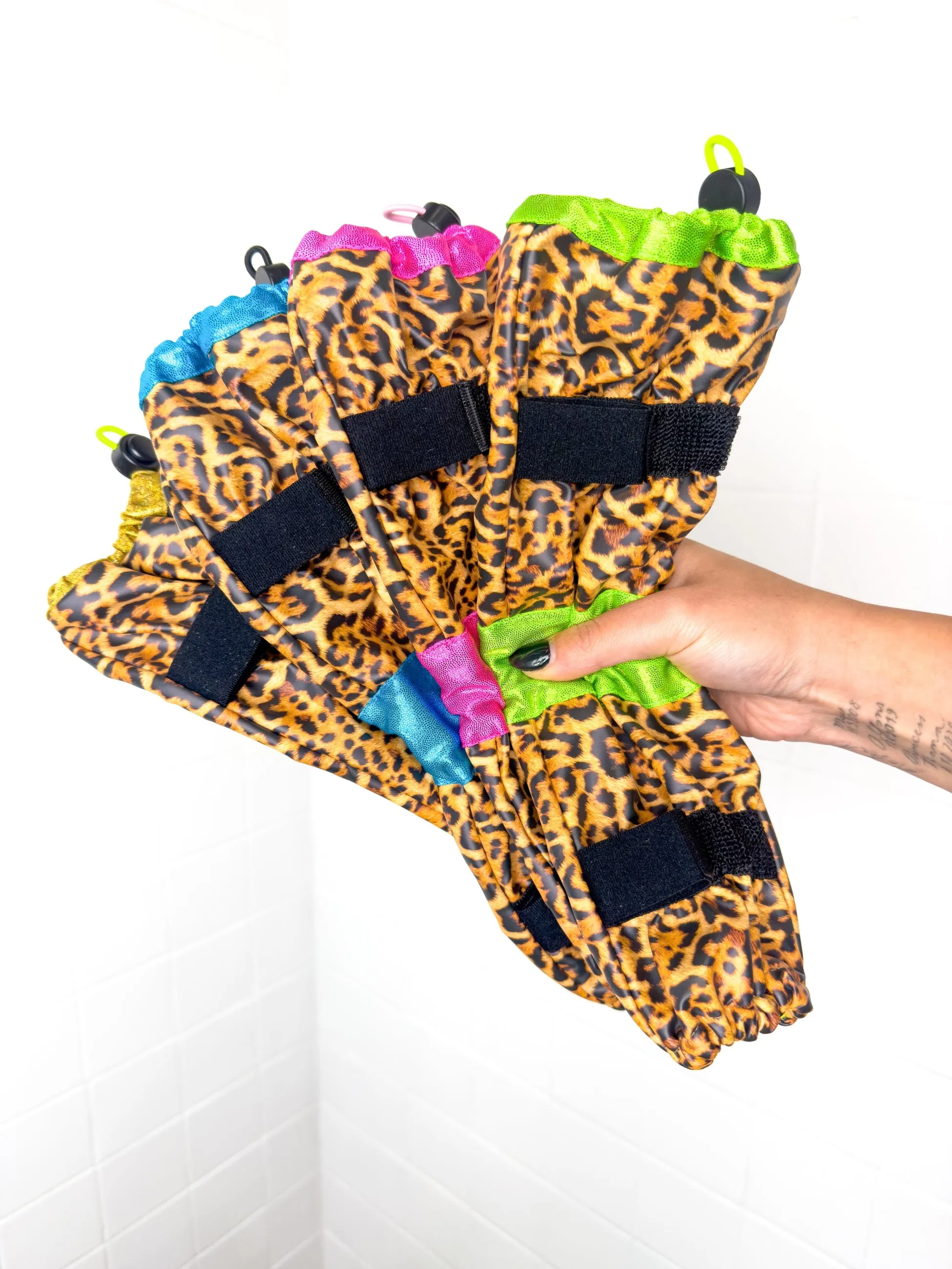 Poodle Supply Set 4 Leg Protectors Neon Lime Full Leopard Limited Edition